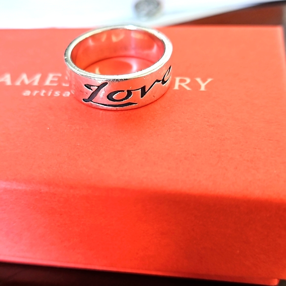 James Avery Jewelry - James Avery *Retired* Inscribed Love with hearts sterling silver band/ring